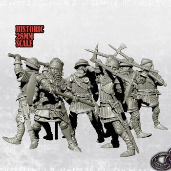 Men at arms with polearms - 28mm (Historic Scale)